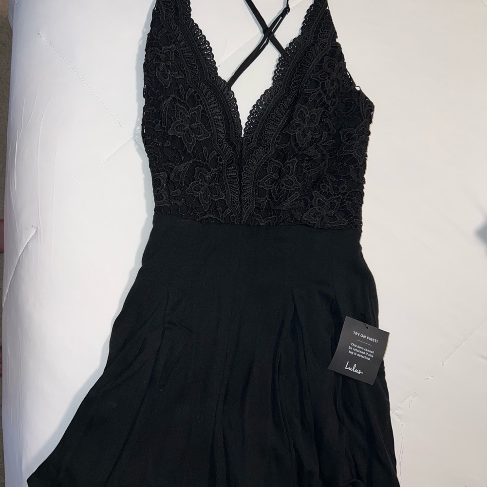 Lulu's Elegant Black Backless Romper